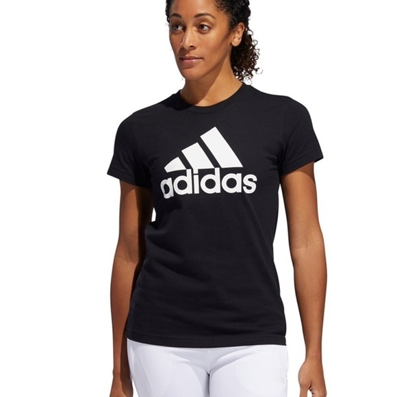 ADIDAS Black T-shirt Basic Tee 3 Stripes Logo S - Picture 1 of 8